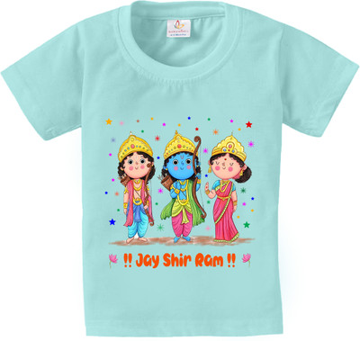 Babywish Boys & Girls Printed Cotton Blend Regular T Shirt(Green, Pack of 1)