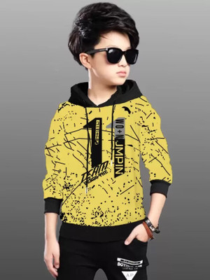 We Seven Boys & Girls Printed Cotton Blend Regular T Shirt(Yellow, Pack of 1)