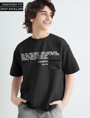 TRIPR Boys Graphic Print Cotton Blend T Shirt(Black, Pack of 1)