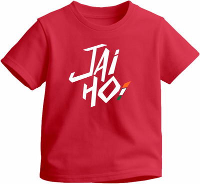 Luv My India Boys & Girls Printed Pure Cotton Regular T Shirt(Red, Pack of 1)
