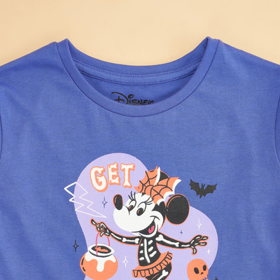 Pantaloons Junior Girls Printed Cotton Blend Regular T Shirt(Purple, Pack of 1)