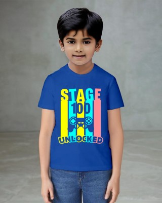 Subhashini Garments Boys Printed Cotton Blend T Shirt(Light Blue, Pack of 1)