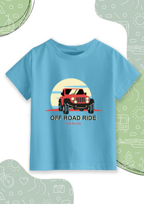 Billion Boys Graphic Print Pure Cotton Regular T Shirt(Light Blue, Pack of 1)