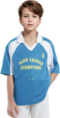 Rare Ones Boys Graphic Print Cotton Blend Oversized T Shirt(Blue, Pack of 1)