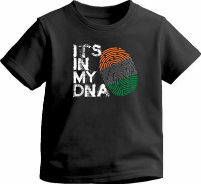 Luv My India Boys & Girls Graphic Print Pure Cotton Regular T Shirt(Black, Pack of 1)