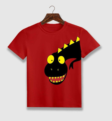 RUSSIAN SWG Boys & Girls Printed Cotton Blend Regular T Shirt(Red, Pack of 1)