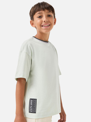 JUNIORS by Babyshop Boys Solid Pure Cotton Regular T Shirt(Green, Pack of 1)