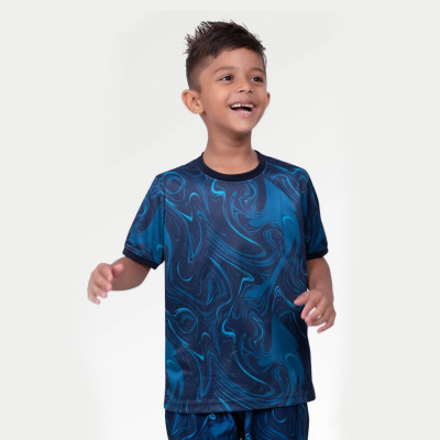 UMILDO Boys Printed Polyester Regular T Shirt(Blue, Pack of 1)