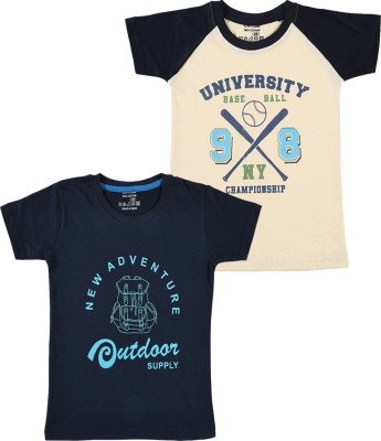 CATCUB Boys Graphic Print Cotton Blend T Shirt(Multicolor, Pack of 2)