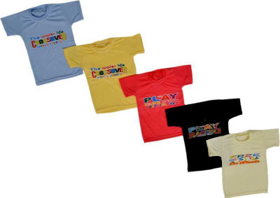 HouseOfCommon Baby Boys Printed Cotton Blend Regular T Shirt(Multicolor, Pack of 5)