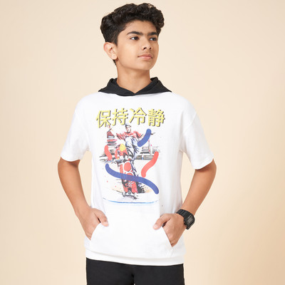 Coolsters by Pantaloons Boys Graphic Print Pure Cotton Regular T Shirt(White, Pack of 1)