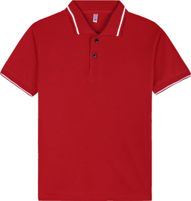 Fasla Boys Self Design Cotton Blend Regular T Shirt(Red, Pack of 1)