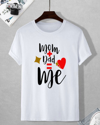 KPPRINT Boys & Girls Printed Cotton Blend Regular T Shirt(White, Pack of 1)