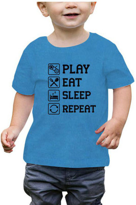 RAINBOWTEES Baby Boys Printed Pure Cotton Regular T Shirt(Blue, Pack of 1)