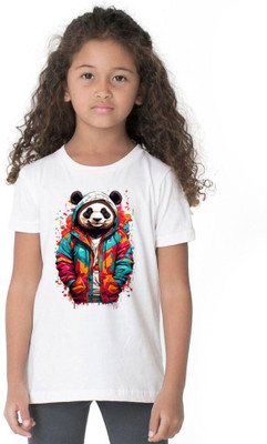 THEVENUS Boys & Girls Printed Polyester Regular T Shirt(White, Pack of 1)