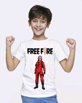 MANGROLI Boys & Girls Printed Polyester Regular T Shirt(White, Pack of 1)