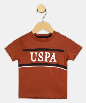 U.S. POLO ASSN. Boys Printed Pure Cotton T Shirt(Brown, Pack of 1)