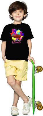 Mahi Fab Trend Boys Graphic Print Polyester Oversized T Shirt(Black, Pack of 1)