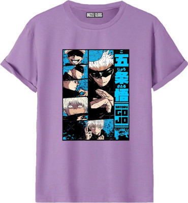 DrizzleClicks Boys Graphic Print Cotton Blend Regular T Shirt(Purple, Pack of 1)