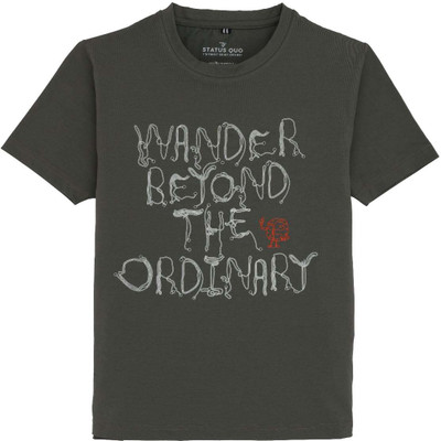 Status Quo Boys Printed Polyester, Cotton Blend Regular T Shirt(Grey, Pack of 1)