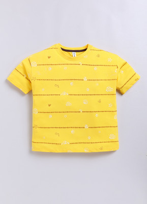 CRAZYPENGUIN ELITE Boys Printed Cotton Blend Oversized T Shirt(Yellow, Pack of 1)