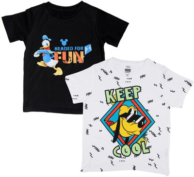 WYM TREND Boys Graphic Print Pure Cotton Regular T Shirt(Black, Pack of 2)
