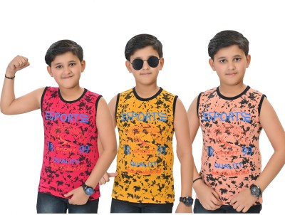 SANDOLL Boys Printed Pure Cotton T Shirt(Multicolor, Pack of 3)