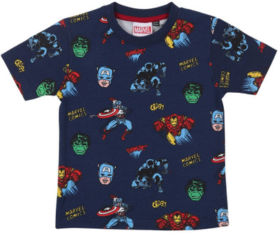 LILGLORY Boys Cartoon Cotton Blend Regular T Shirt(Blue, Pack of 1)