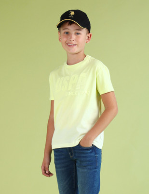 U.S. POLO ASSN. Boys Printed Pure Cotton Regular T Shirt(Green, Pack of 1)