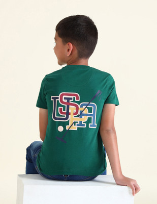 U.S. POLO ASSN. Boys Solid Pure Cotton Regular T Shirt(Green, Pack of 1)