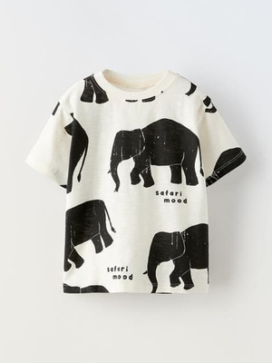 Googogaaga Baby Boys & Baby Girls Printed Cotton Blend Regular T Shirt(Beige, Pack of 1)