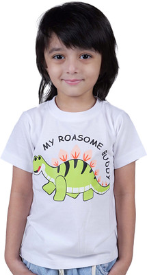 Yellowtoons Boys Printed Cotton Blend Regular T Shirt(White, Pack of 1)