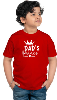 CHOMMBOOKA TRENDING Boys Typography Cotton Blend Regular T Shirt(Red, Pack of 1)