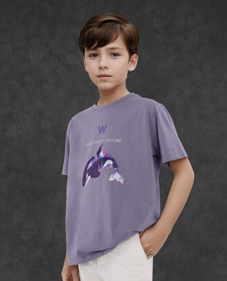Rare Ones Boys Graphic Print Cotton Blend Regular T Shirt(Purple, Pack of 1)