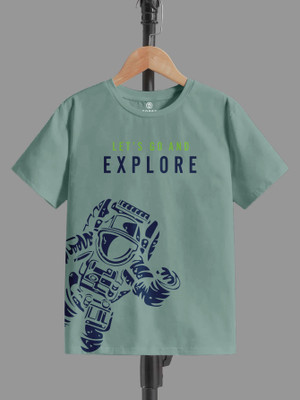 Codez Boys Printed Pure Cotton Regular T Shirt(Light Blue, Pack of 1)