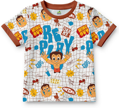 CHHOTA BHEEM Boys Cartoon Cotton Blend Regular T Shirt(Multicolor, Pack of 1)