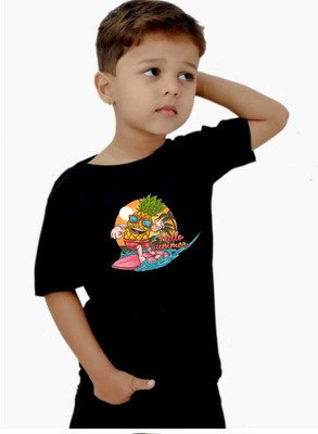 SHREE G CREATION Boys & Girls Printed Pure Cotton Regular T Shirt(Multicolor, Pack of 1)