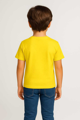 Sattitude Boys & Girls Printed Cotton Blend Regular T Shirt(Yellow, Pack of 1)