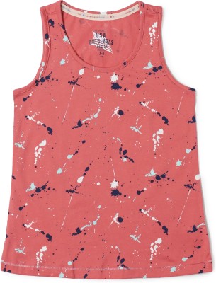 JOCKEY Girls Printed Cotton Blend T Shirt(Pink, Pack of 1)