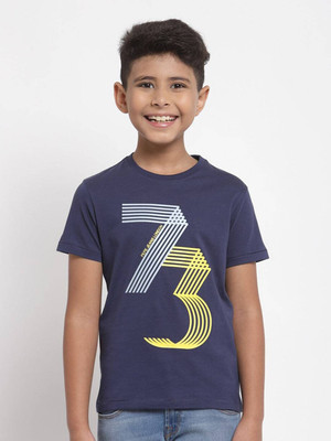 Pepe Jeans Boys Printed Pure Cotton Regular T Shirt(Blue, Pack of 1)