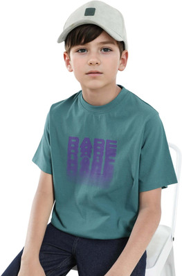 Rare Ones Boys Printed Cotton Blend Regular T Shirt(Green, Pack of 1)