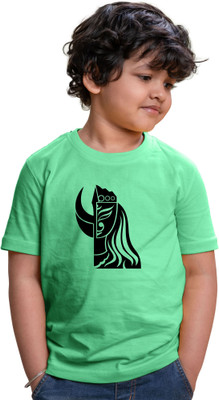CHOMMBOOKA TRENDING Boys & Girls Printed Cotton Blend Regular T Shirt(Light Blue, Pack of 1)