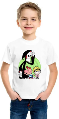 Kid's Yuga Boys Printed Polyester Regular T Shirt(White, Pack of 1)