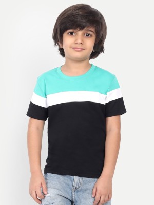 Billion Boys Colorblock Pure Cotton Regular T Shirt(Green, Pack of 1)