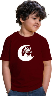CHOMMBOOKA TRENDING Boys Typography, Graphic Print Pure Cotton Regular T Shirt(Maroon, Pack of 1)