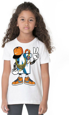 Trending Mahi Fashion Boys & Girls Printed Cotton Blend Regular T Shirt(White, Pack of 1)