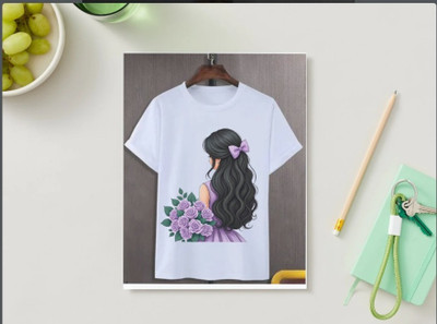 BSM Boys & Girls Graphic Print Polyester Regular T Shirt(White, Pack of 1)