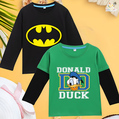 RSL Baby Boys Cartoon/Superhero Cotton Blend Regular T Shirt(Green, Black, Pack of 2)