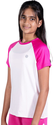 Dripmov Girls Solid Polyester Regular T Shirt(Multicolor, Pack of 1)