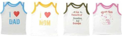 Lagan Baby Boys & Baby Girls Printed Cotton Blend Regular T Shirt(White, Pack of 4)
